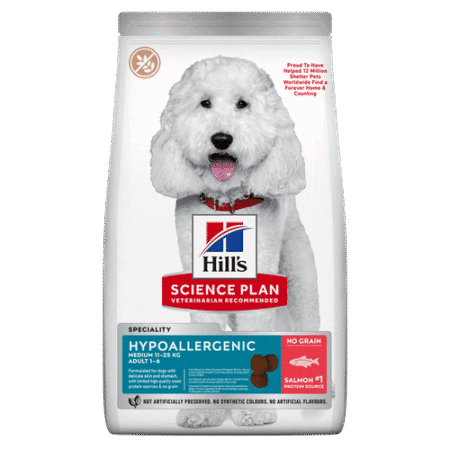Hill's Canine Adult - Science Plan - Hypoallergenic - Medium - Salmon - voorkant verpakking