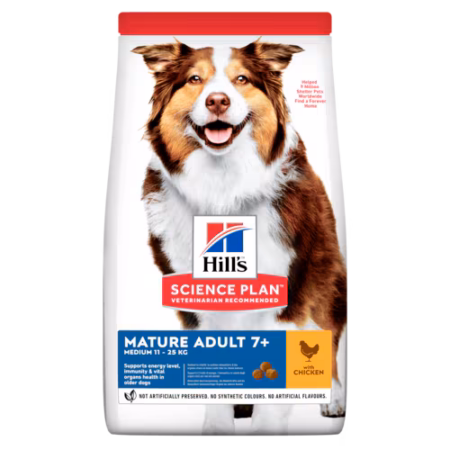 Hill's Canine Mature Adult - Science Plan - Medium - Chicken - voorkant verpakking